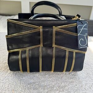 Z Spoke Zac Posen Shirley Small Satchel Black and Gold Women's Bag New with Tags